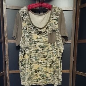 Lane Bryant Green Camouflage Short Sleeve Tee